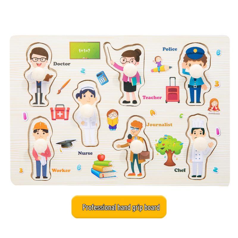 Montessori Wooden Pegboard Puzzle - Educational Toy for Letter, Number & Shape Cognition