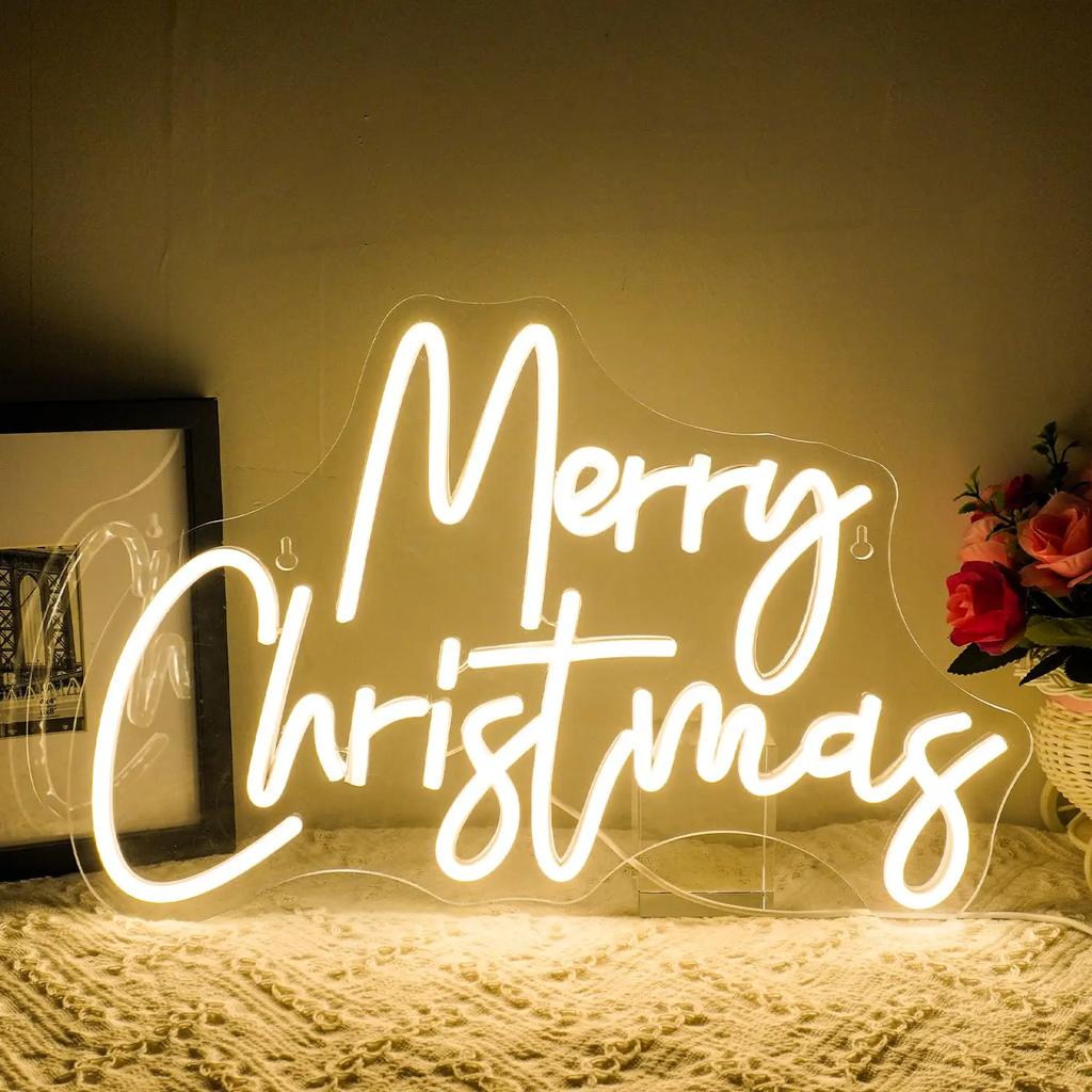 Merry Christmas Neon Sign for Wall Decor Neon Lights Signs for Bedroom Living Room Christmas Party Kids Room Bar Club