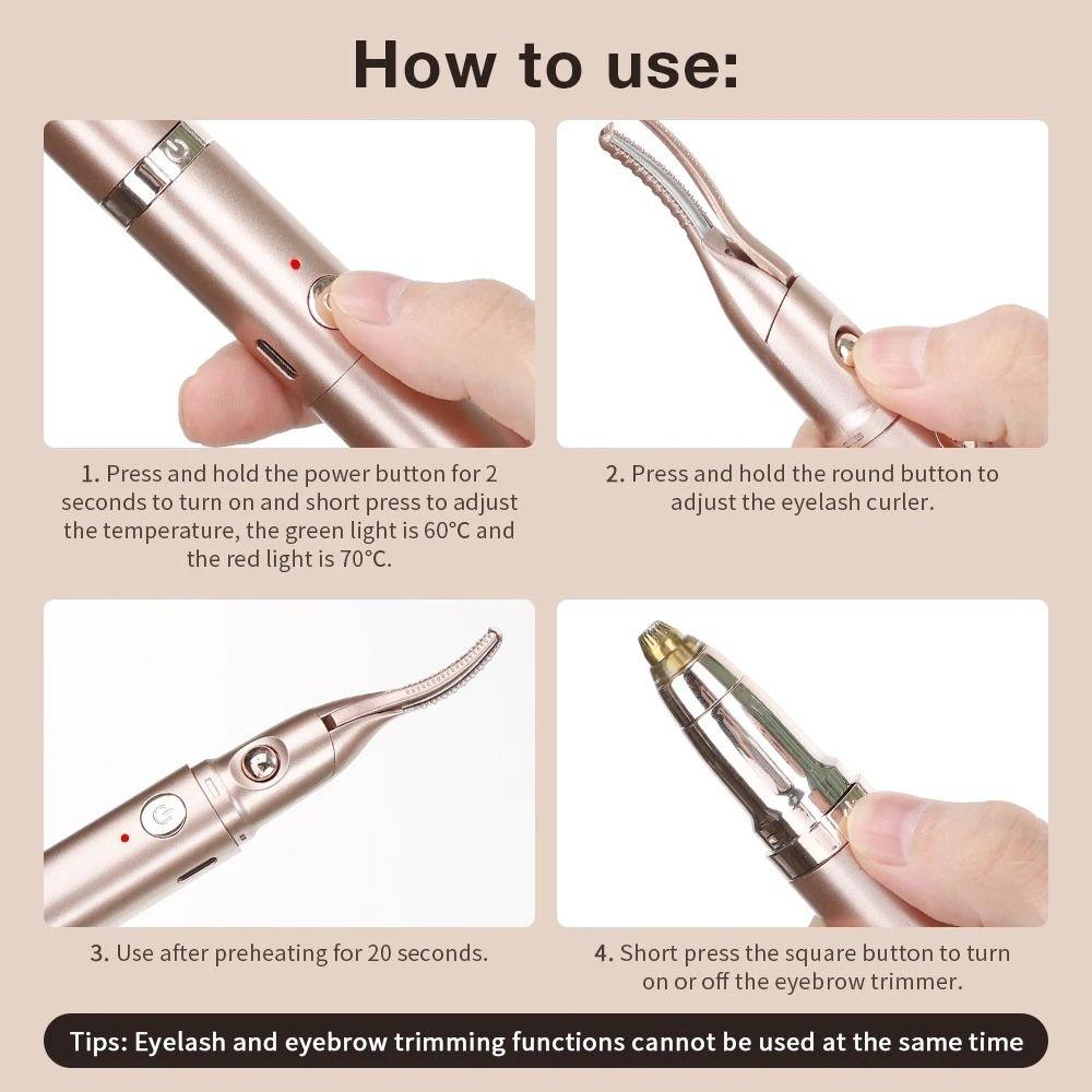 Dual Head Heated Eyelash Curler Two-Gear Temperature Adjustment 2 in1 Eyelash Clip  Party