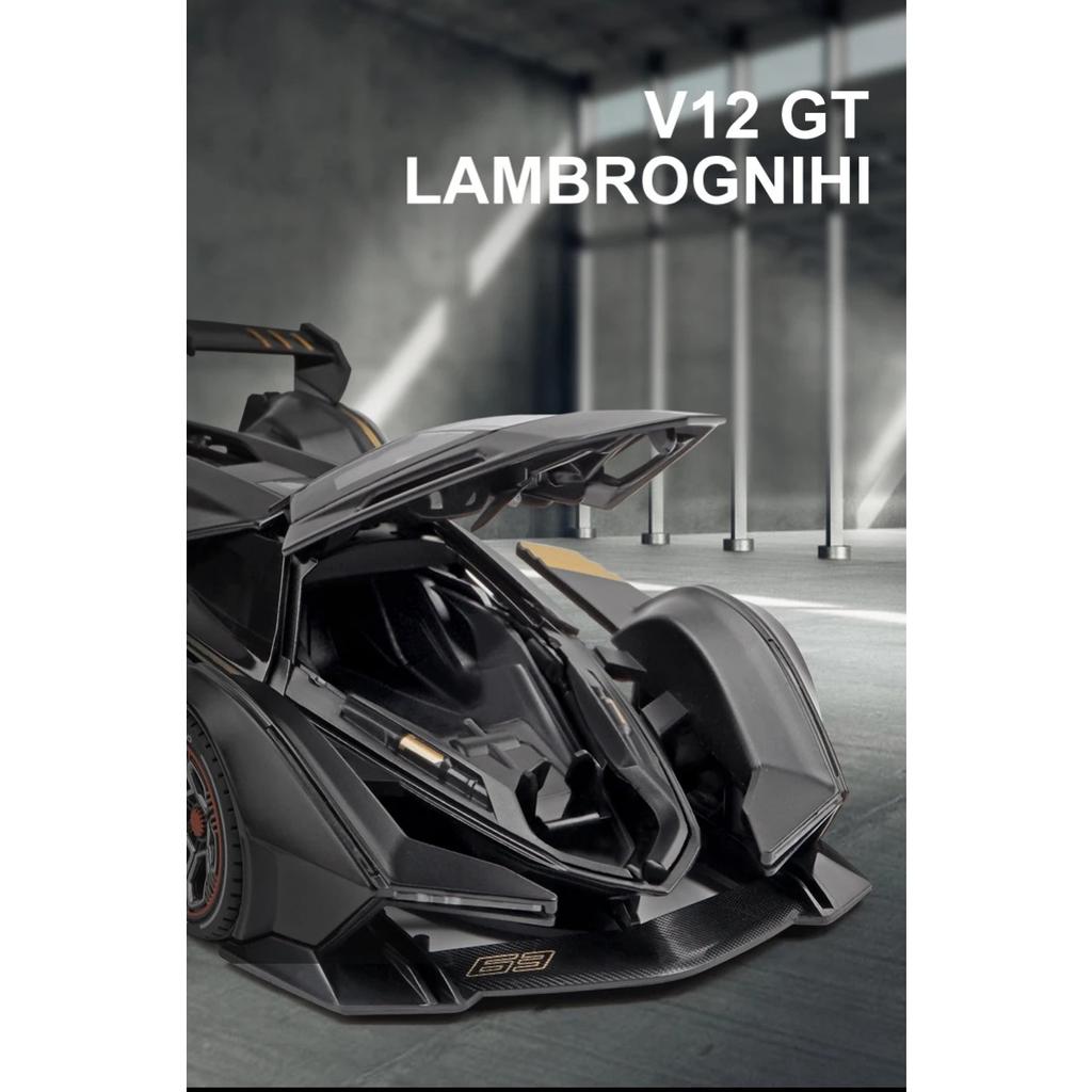 1/22 Lamborghini V12 GT Alloy Miniature Car Model Diecast Metal Scale Car Sound and Light Collection Children Toy Car Vehicles Gift