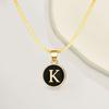 Black Letter Round Pendant Necklace 26 Letter Snake Chain Necklace Women Adjustable