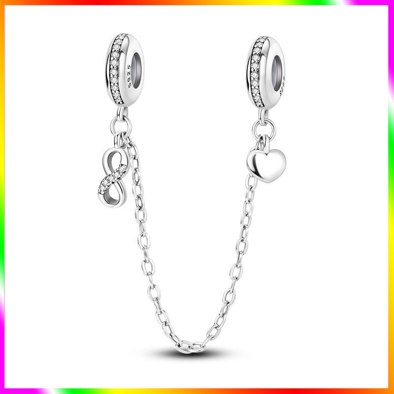 Новинка Шарм-бусина с цепочкой безопасности Звезда Луна Демонический глаз Подходит для оригинального браслета-шарма из стерлингового серебра 925 пробы Женские изысканные украшения