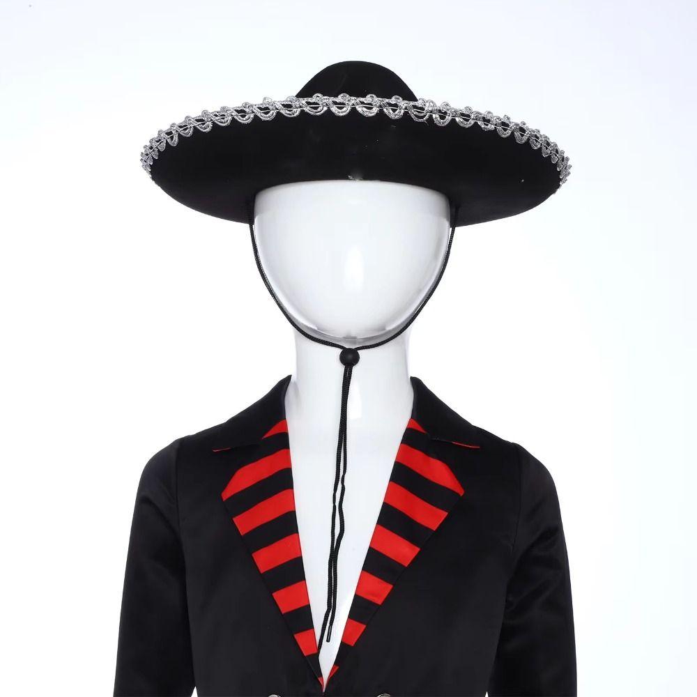 Stage Performance Kids Mexican Hat Vintage Black Kids Cosplay Hat Holiday Costume Hat  Halloween