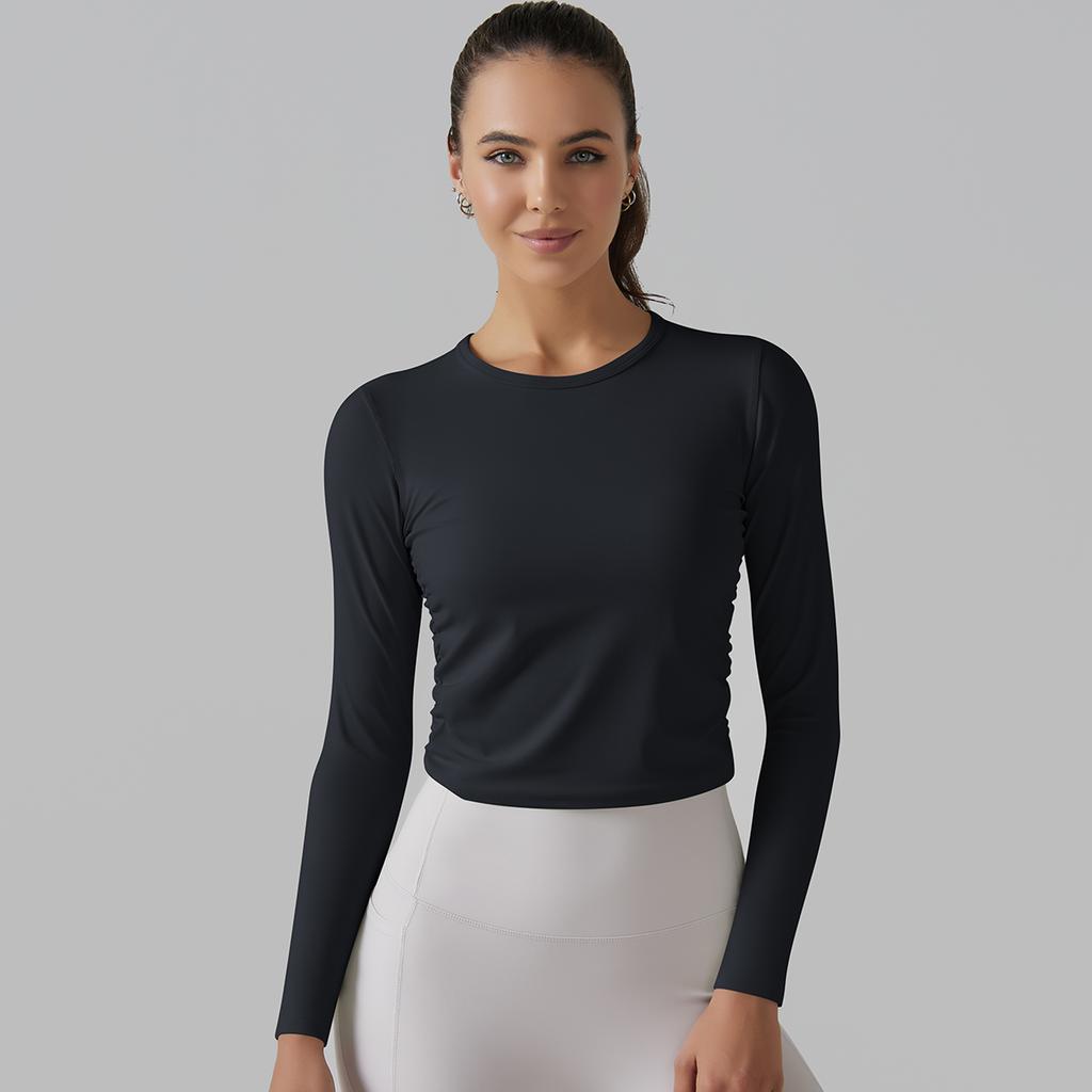 Nessaj Однотонные высокоэластичные рубашки для йоги с длинными рукавами, спортивные топы для бега и фитнеса