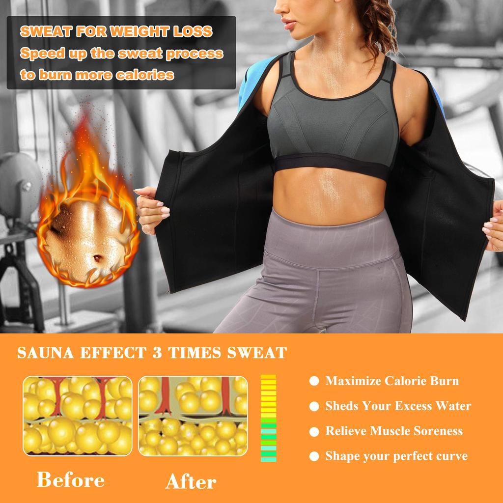Горячие неопреновые костюмы для сауны для женщин, тренировочный жилет для тренировки талии, рубашки для тренировки тела, термокуртка, корректирующее белье, майки, футболка для фитнеса