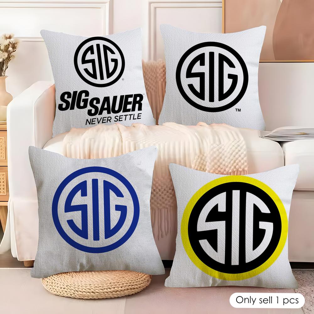 Classic SSig Sauer Cushion Cover Soft Plush Fabric DoubleSided Printed Cushion Covers for All Seasons Modern HomeDecor Gift