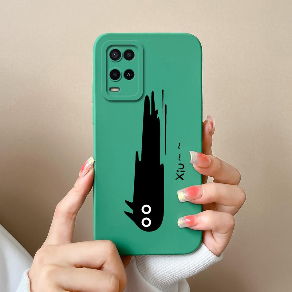 Чехол для Oppo A54 A54S Простой Милый Дизайн Полная Защита Корпус Телефона Для Oppo A 54 4G Задняя Крышка Мягкий Жидкий Силикон Футляры
