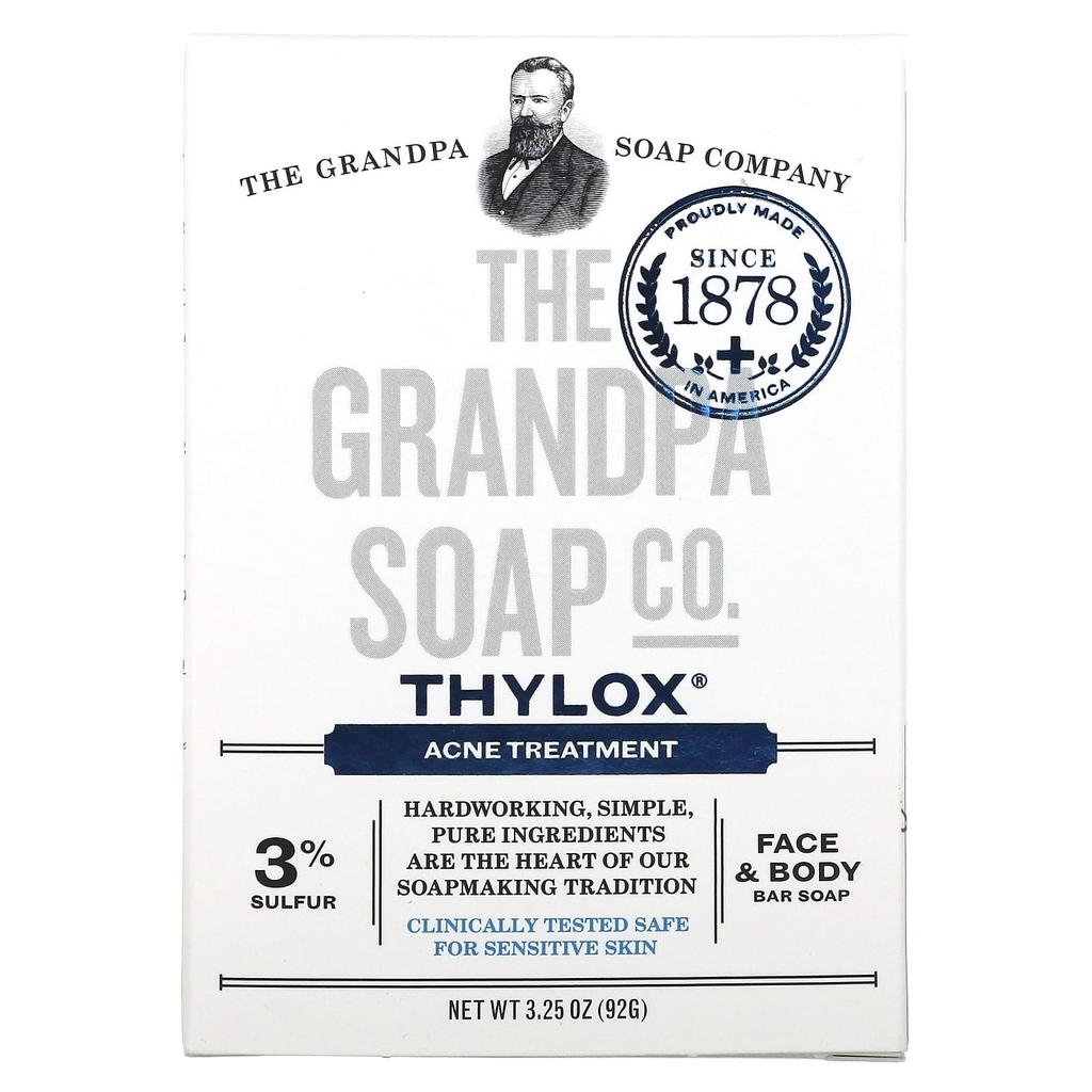 The Grandpa Soap Co. Face & Body Bar Soap, Thylox Acne Treatment, 3.25 Oz (92 G)