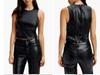 Women Top Black Sleeveless Party Wear Handmade Lambskin Leather Stylish Casual