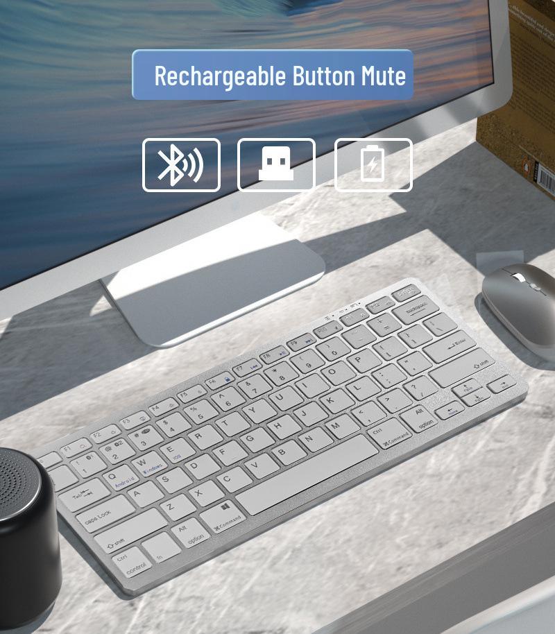Беспроводной Bluetooth-комплект из клавиатуры и мыши, перезаряжаемый, с двойным режимом, для офиса