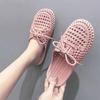 Fashion Summer Women's Openwork Slippers Woman Non-slip Slides Female Hollow Out Breathable Flat Women Home Indoor Shoes Big Size