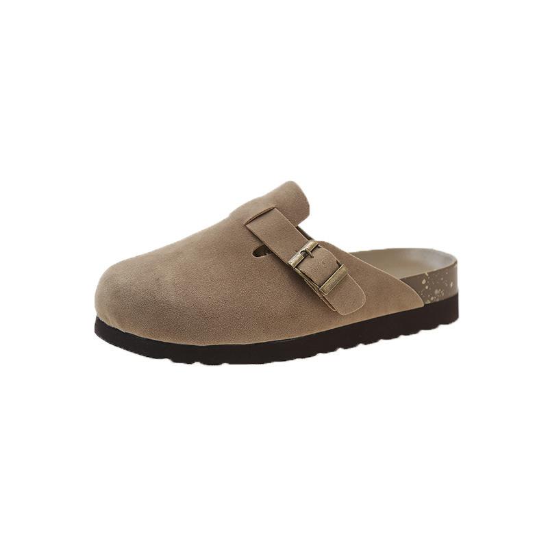 2025 New Spring and Autumn Thick-soled Boken Bag Head Half Slippers, Wearing a Pair of Lazy Shoes