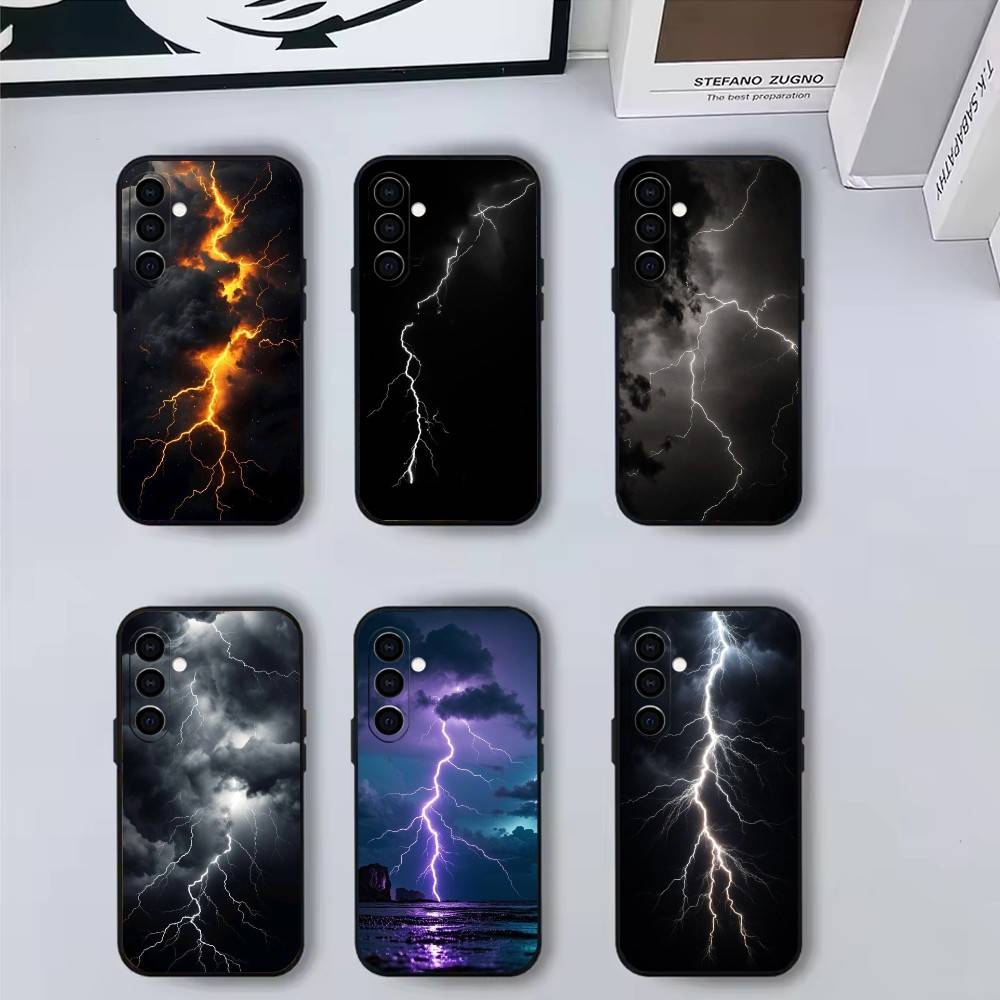 Чехол для телефона «Темная ночь и молния» для Samsung Galaxy A73, A72, A71, A70, A53, A52, A51, Мягкий силиконовый черный чехол