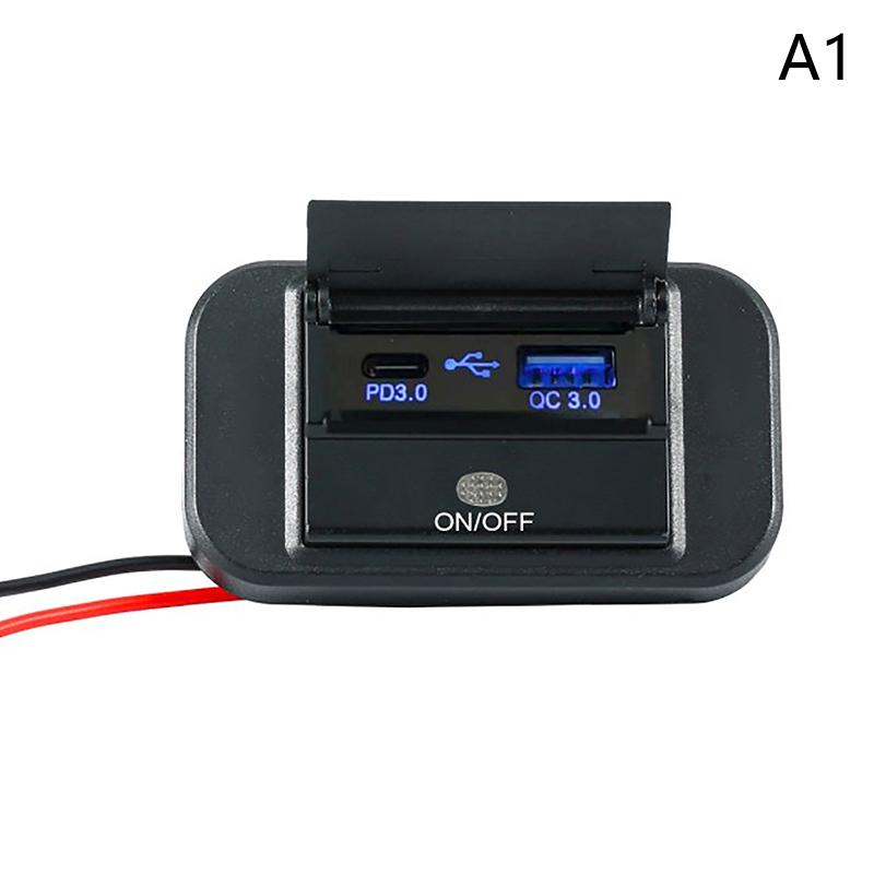 Быстрая зарядка Pd Type C, два порта USB, автомобильное зарядное устройство, адаптер розетки 12 В/24 В, панель питания USB с переключателем для морских мотоциклов