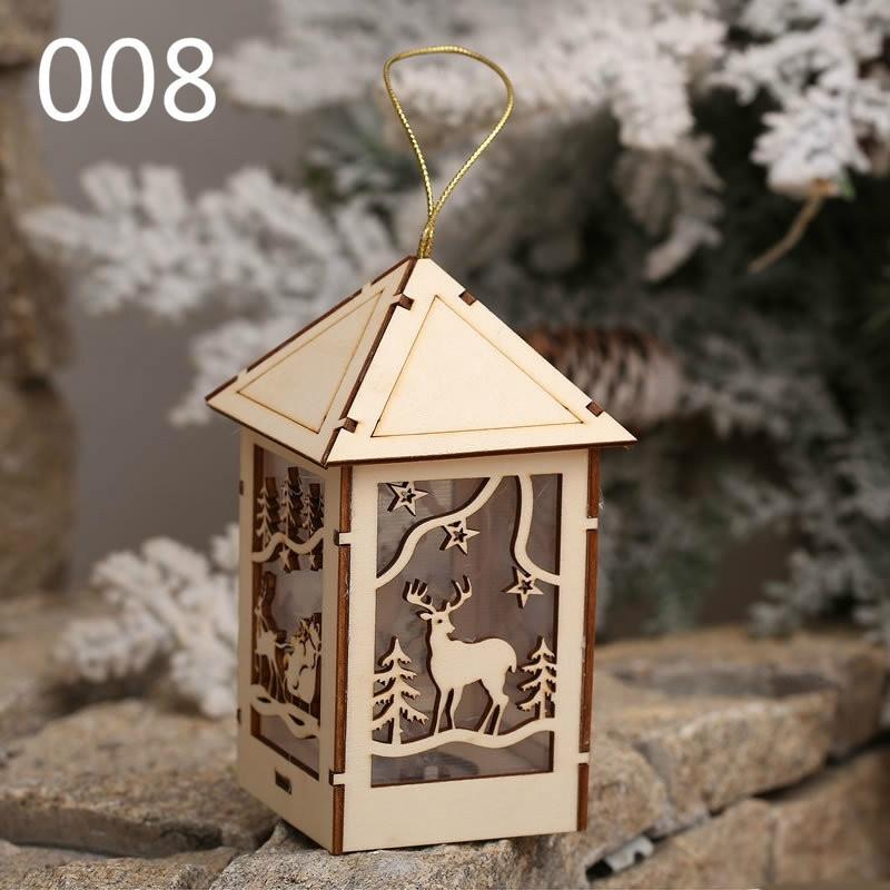 Маленький деревянный домик настольная лампа рождественская елка подвесные украшения праздничное украшение рождественские подвески светодиодная лампа