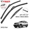 3PCS Wiper Blades For Nissan Pathfinder R51 2005-2012 24" 18" 12" Fit Front Windshield Windscreen Window Brushes Cutter Accessories 2008 2009 2010