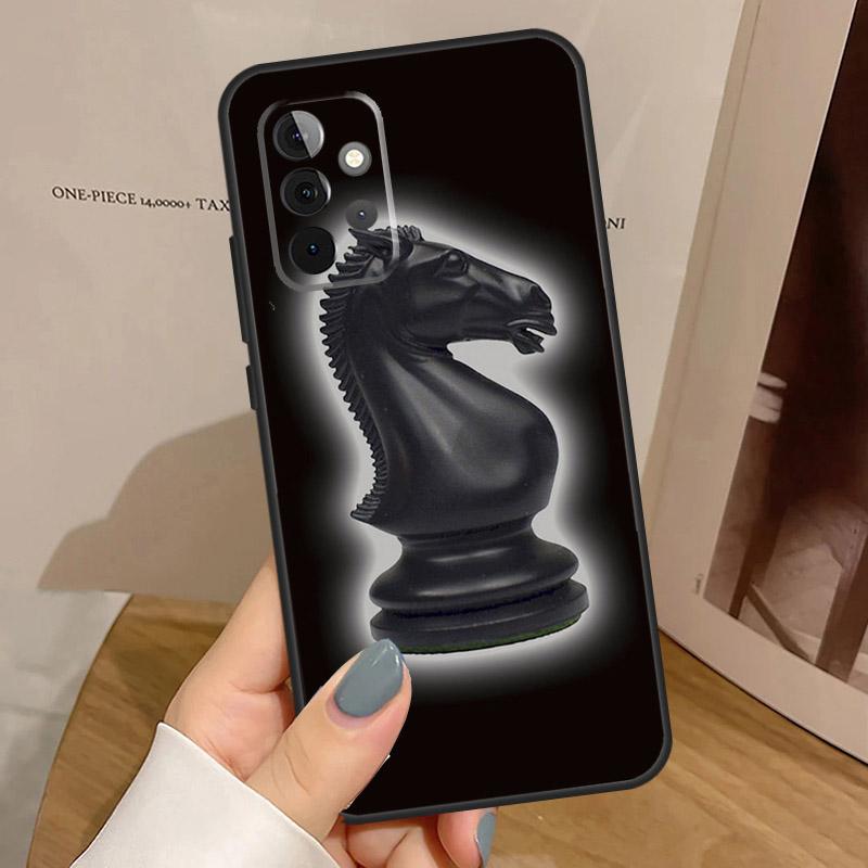 Шахматная доска Темная лошадь Чехол Для Samsung Galaxy A15 A25 A35 A55 A52 A32 A12 A14 A34 A54 A51 A71 A53 A13 A33 Чехол