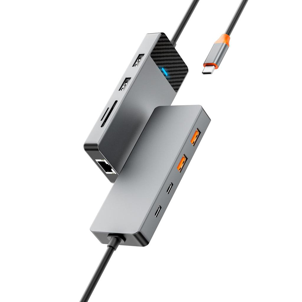 Многопортовый USB-C хаб WIWU: 4 USB, 100 Вт PD, USB-C 3.1, SD/TF, LAN-адаптер
