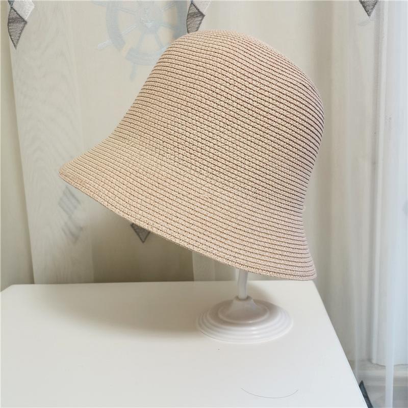 Новые летние складные ведерные шляпы для женщин и девочек, элегантные, однотонные, дышащие, соломенная шляпа, уличный, для отпуска, пляжный козырек, панамы