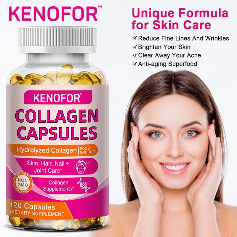 Hydrolyzed Bovine Collagen Capsules with Biotin & Vitamin C, Non‑GMO Dietary Supplement, 120 Capsules 60‑Day Supply