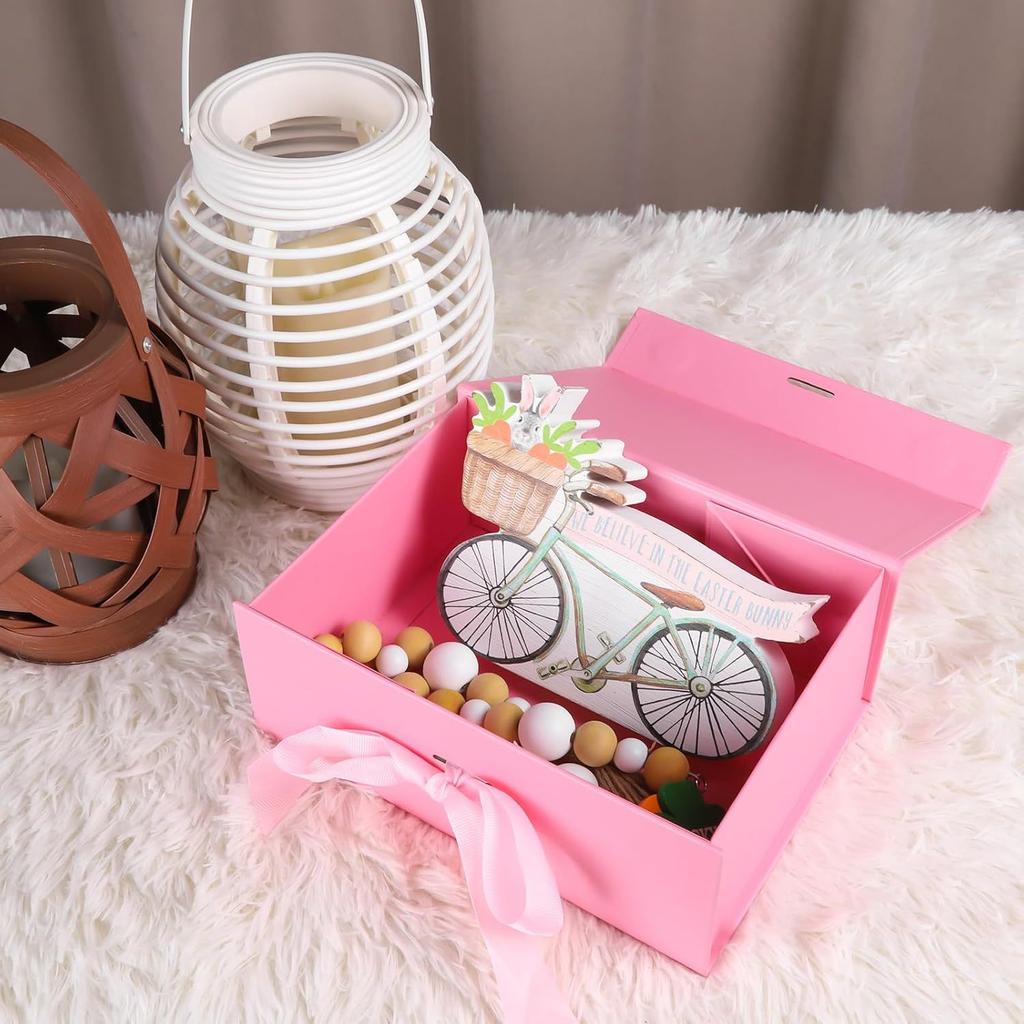 2pcs,26*19*8cm,10.24*7.5*3.15 Inches,Gift Box with Lid,with Ribbon and Magnetic Seal,Thickened White Cardboard,Hard Box with Flap,Folding Box