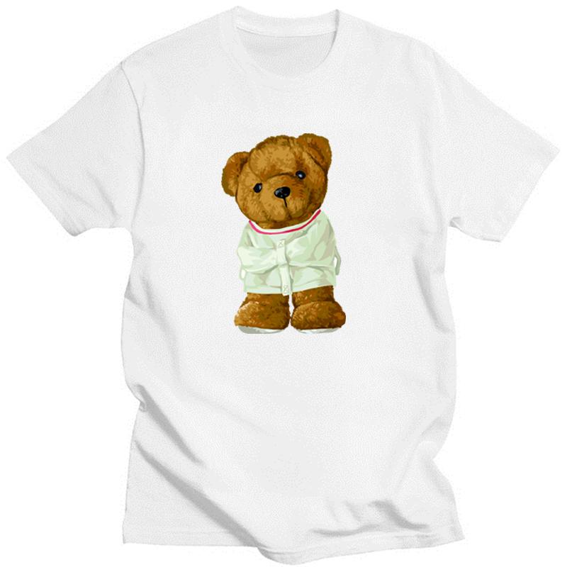 2023 Creative Teddy Robot Print Tshirt Cool Robotic Graphic Streetwear Women Men Casual Oversized Tee Hip Hop Grunge Tee Custom