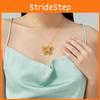 Flower Silk Elegant Enamel Butterfly Ring And Pendant Jewelry Set In Color Golden