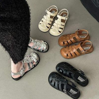 Женские ретро плетеные французские плоские римские сандалии - Мягкая подошва, клоги для повседневной летней пляжной одежды 2025.