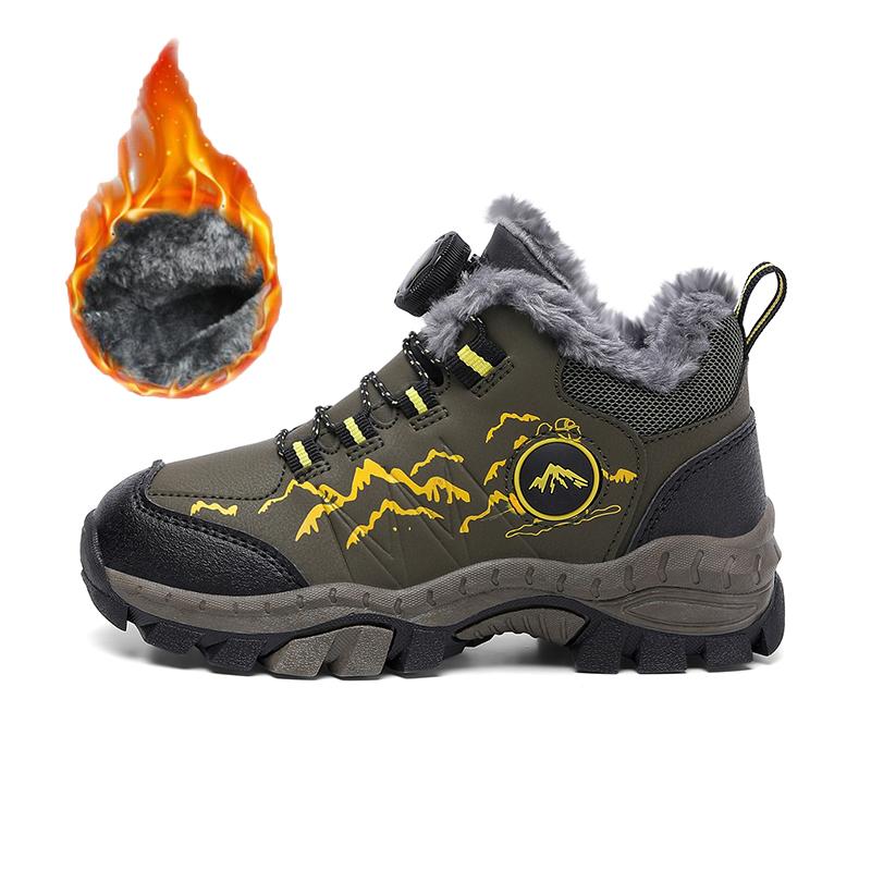 Winter Children Anti Slip Wear Resistant Velvet Warm Outdoor Hiking Shoes Cotton Shoes Snow Boots Sports Leisure Shoes Boys Girls Snow Boots