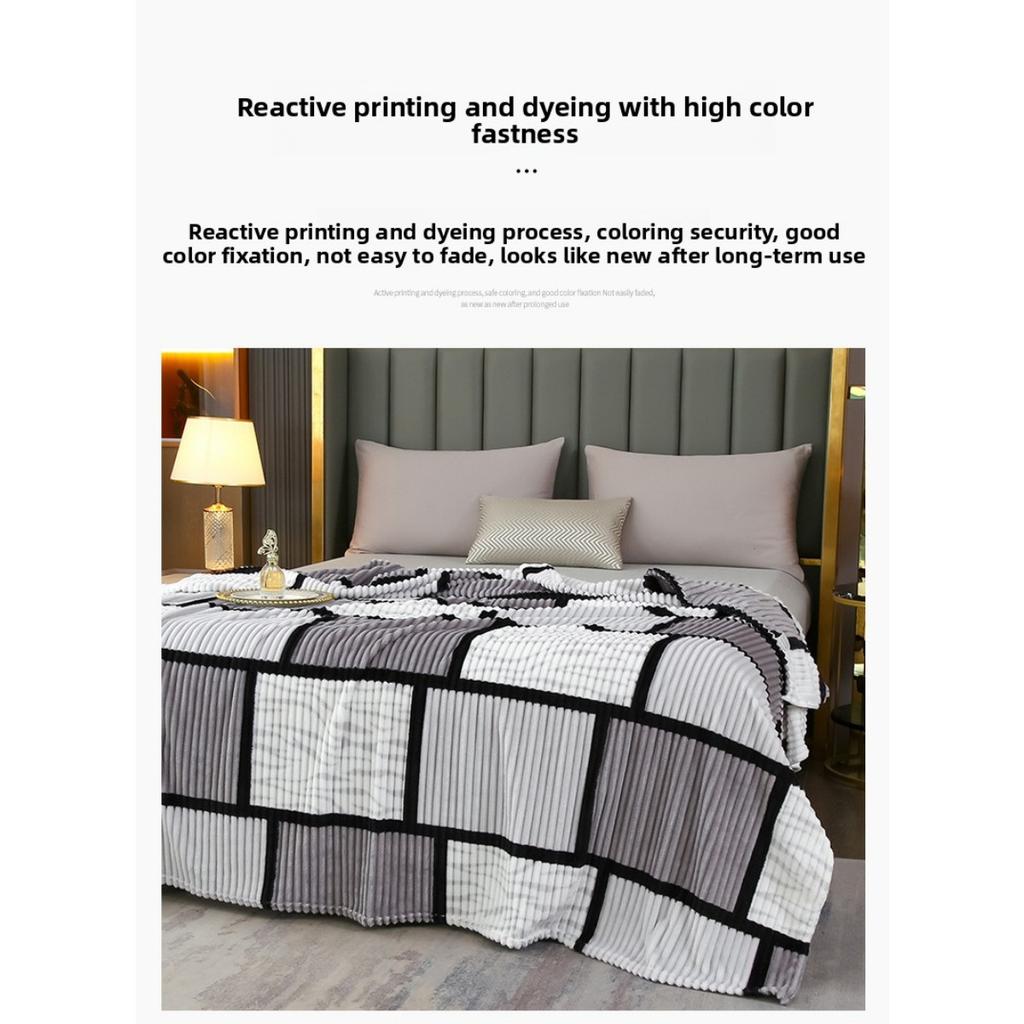 High-quality Milk Velvet Blanket with Geometric Square Print, Suitable for Bed, Travel, and Car Use. Made of Soft and Comfortable Polyester Fabric