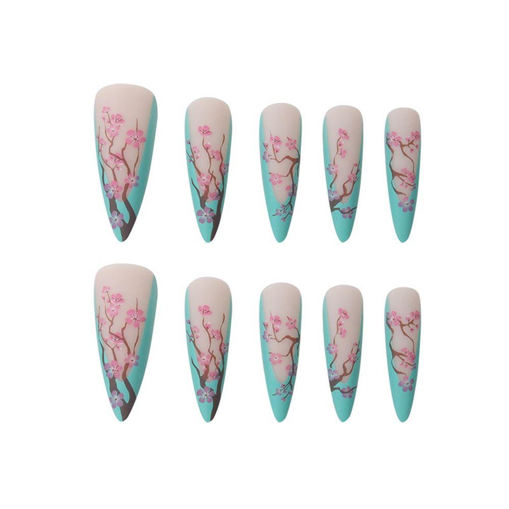 On Nails Manicure Tool Full Cover Plum Blossom Stiletto False Nails Fake Nails Wearable Almond
