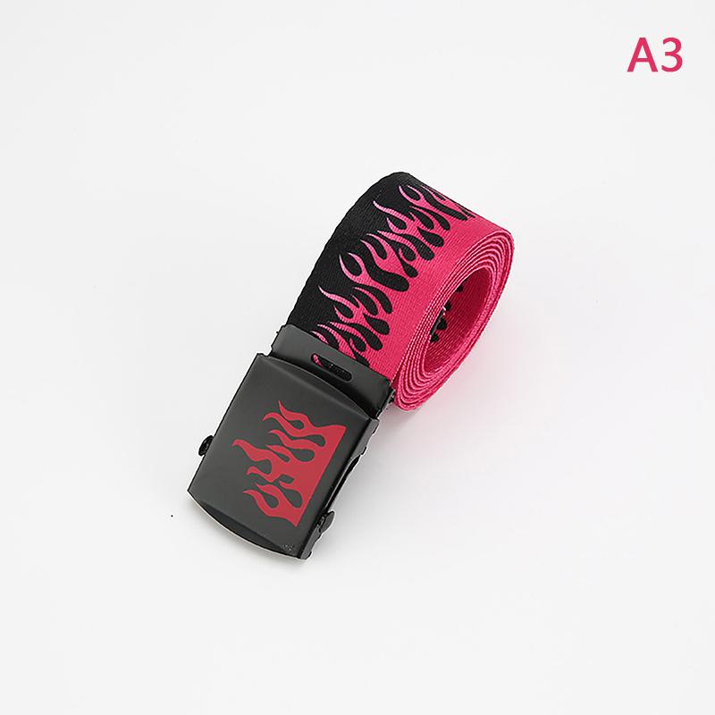 Hip Hop Men'S Canvas Belt Personalized Casual Flame Belt Designer Belts For Women Cowboy Strap Punk