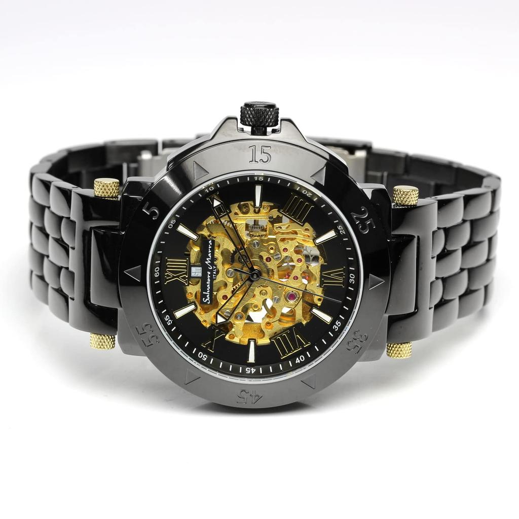 Salvatore Marra Автоматические скелетоны Черные и для бизнеса и официальной одежды Мужские часы, Золото, SM19111SS-BKBKGD,