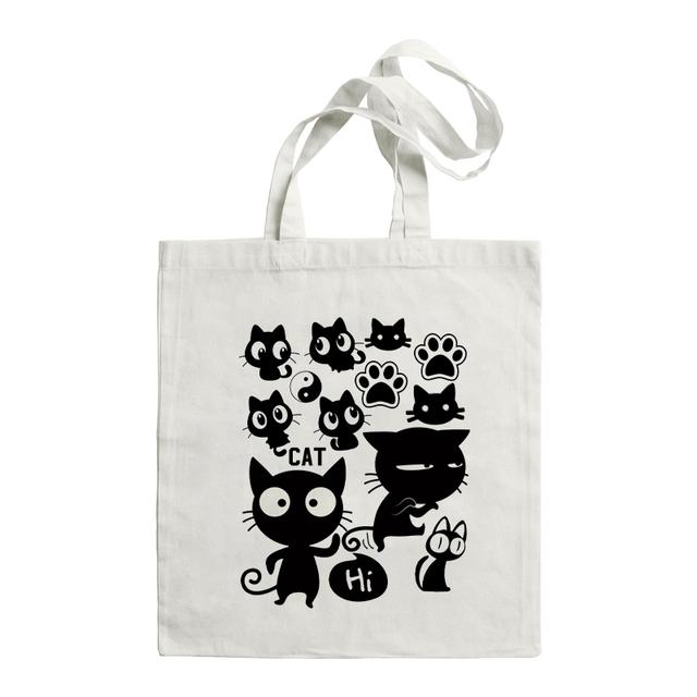 Женская сумка для покупок, милая черная забавная большая сумка с котом, складная сумка для покупок, дизайнерские сумки, сумка для покупок большой емкости с принтом
