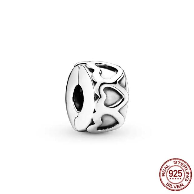 Стерлингового серебра 925 пробы, прозрачное Pav éClip, подвеска из бисера, подходит для милого модного браслета, ожерелье, модные украшения, подарок для женщин