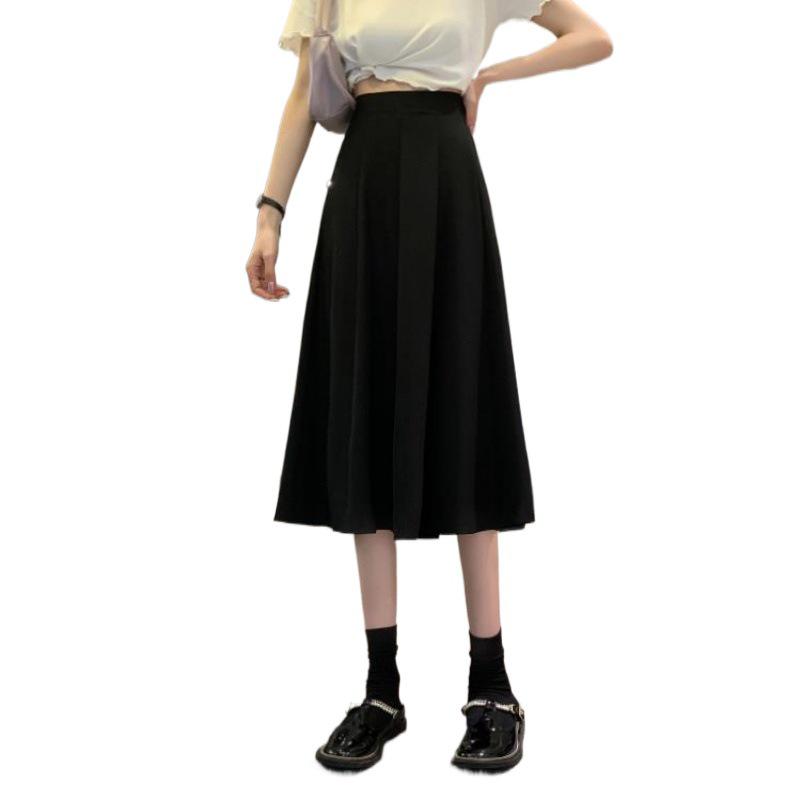 Plus Size High Waist A-line Midi Skirt for Women - Slimming Black Bodycon.