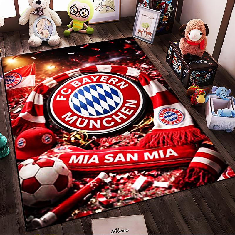 Bayern Munich Logo with Red Scarf Design Non-slip rug suitable for living room and bedroom sofas.