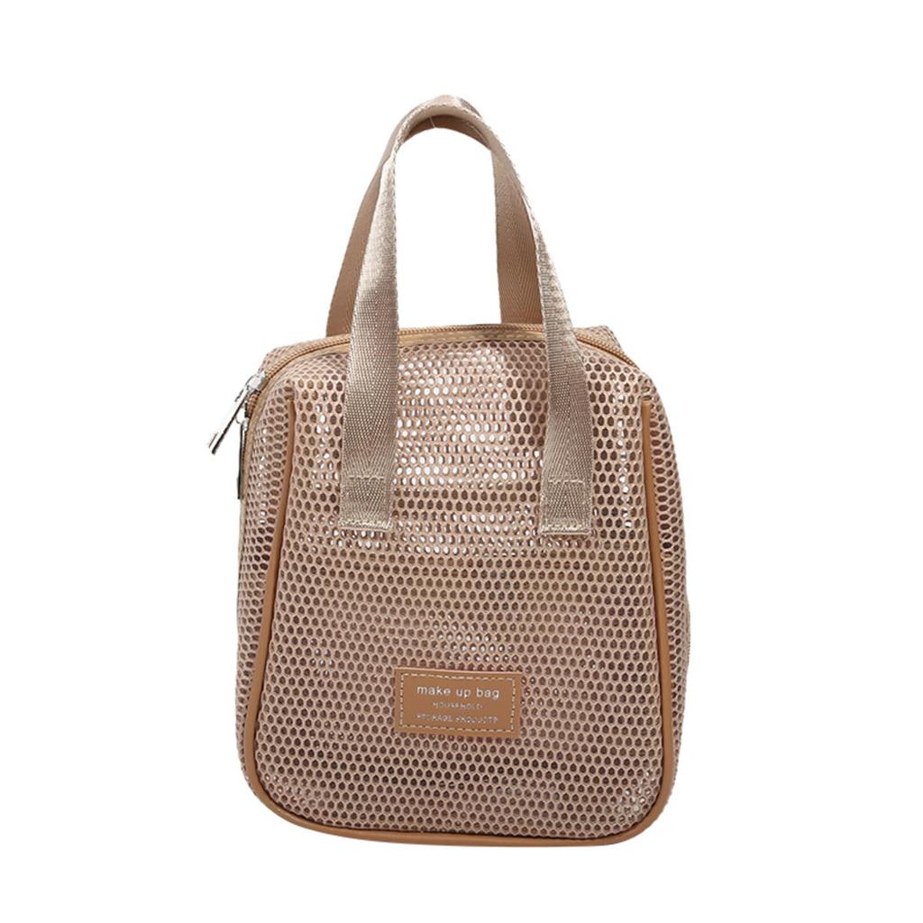 Travel Portable Large Capacity Zipped Mesh Cosmetic Bag Organizer Handbag Casual Multi-compartment Pocket Toiletry Pouch