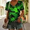 Женская футболка летняя повседневная уличная блузка с V-образным вырезом и короткими рукавами Печатный рисунок универсальная Большой размер свободная удобная короткая