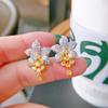 Luxury Flower Small Earrings Women's Exquisite Silver Color Yellow Stone Wedding Earrings Fine Jewelry
