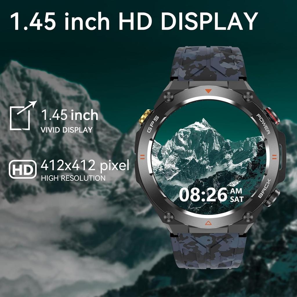 SACOSDING GPS Track Мужские умные часы Компас Высота Давление Спорт Фитнес Bluetooth Talk Умный браслет 650 мАч Длительный срок службы 2024 Новинка