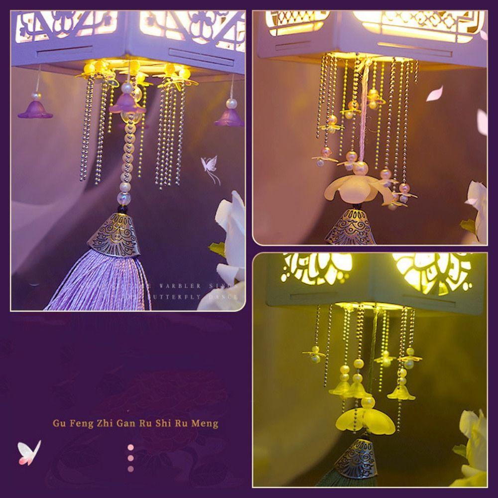 With LED Light DIY Mid-Autumn Lantern Chinese Style Handmade Lanterns Party Decor Kids Gift