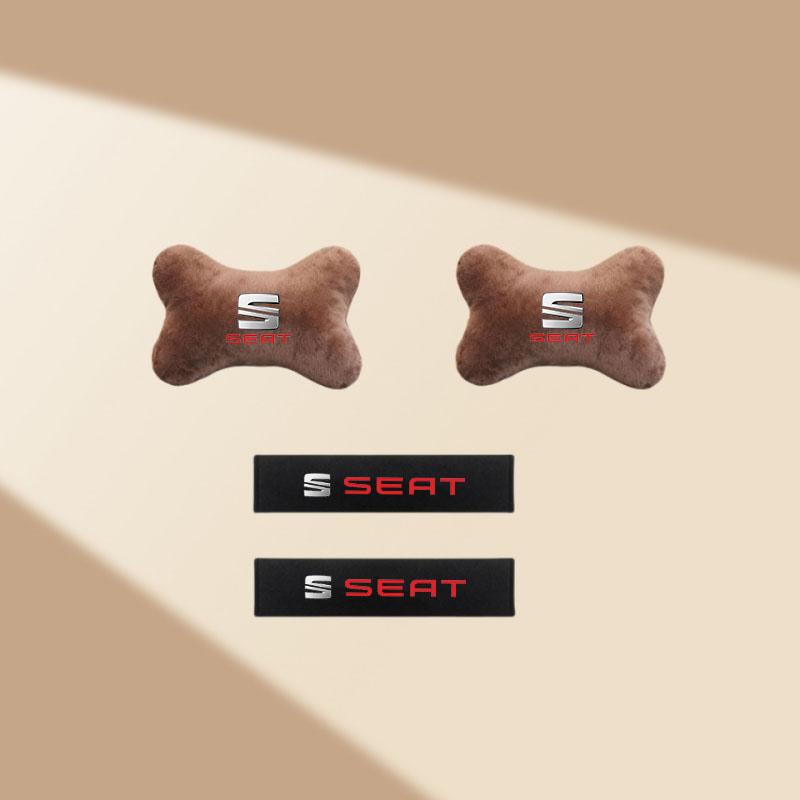 CUBE3 Car Headrest Rest Neck Pillow Cushion Seat Belt Shoulder Pad for Seat Leon Cupra Ateca Ibiza Arona Tarraco Alhambra Accessories