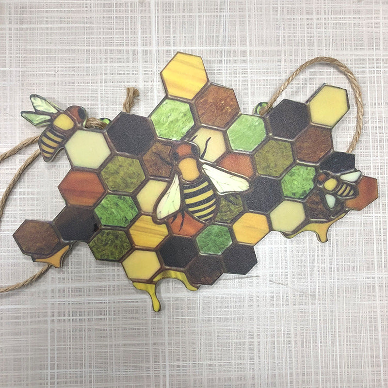 Wall Hangings Acrylic Beehive Suncatcher Bumblebees Hanging Window Decoration 20 Inch By 15 Cm