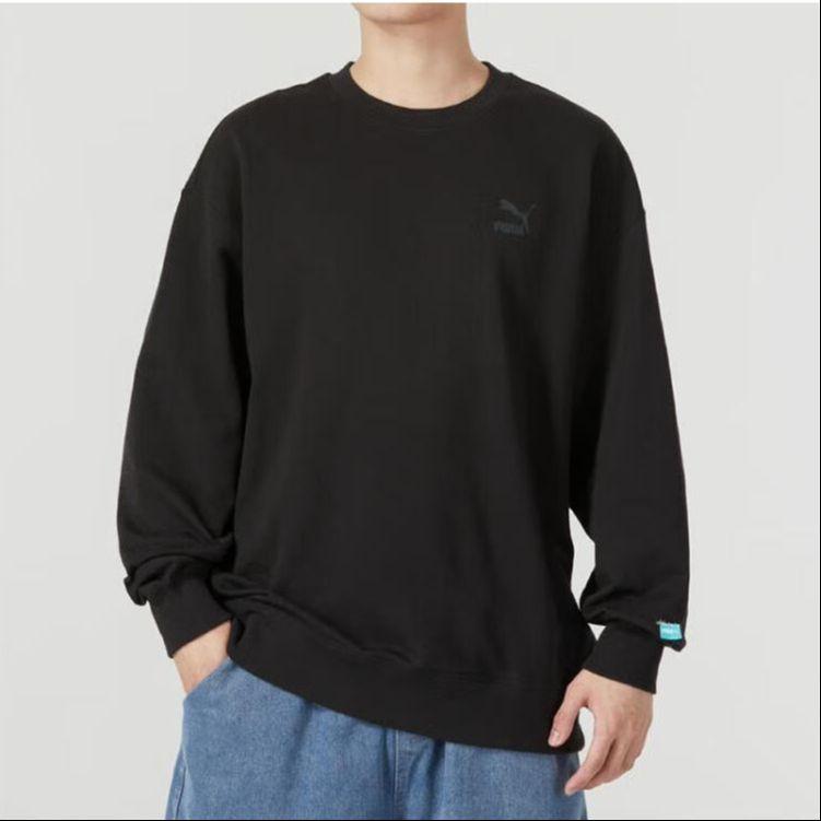 Puma Свитшот с круглым вырезом и логотипом, мужской, черный 624941-01