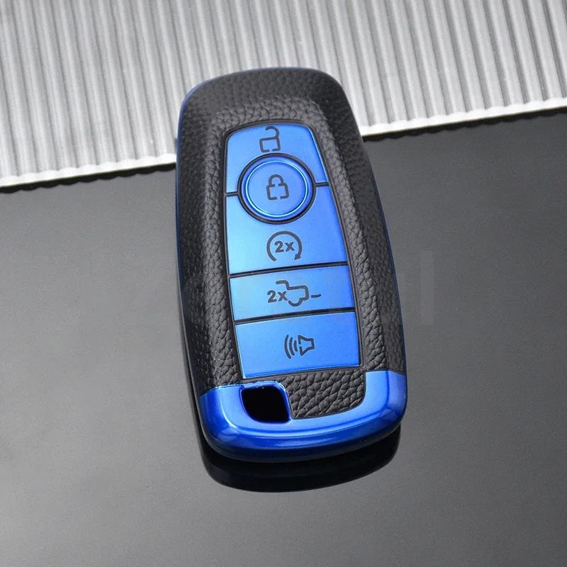 Держатель для брелока из ТПУ-кожи для Ford Fusion Mustang Explorer F150 Edge Mondeo Mk5 Focus Mk4 Чехол для автомобильного ключа Аксессуары