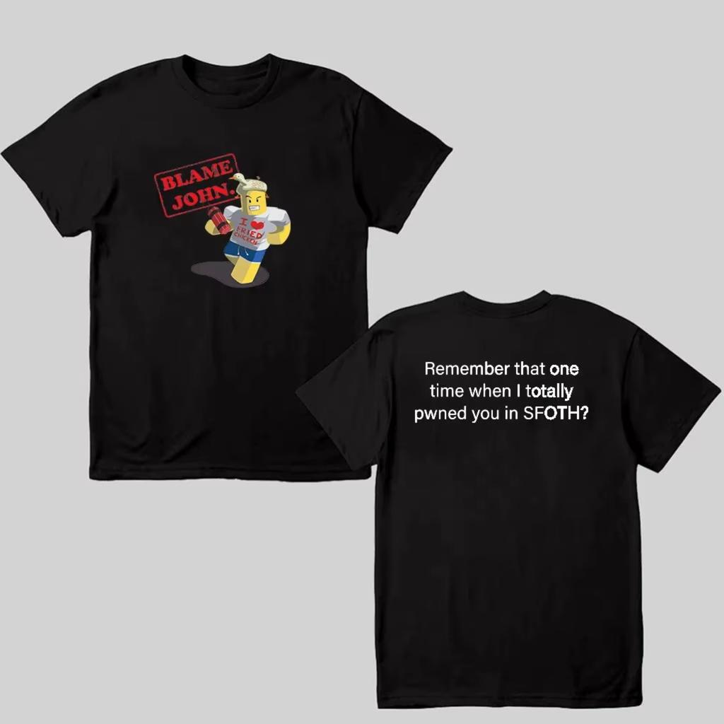 Blame John Printed T-shirt Casual Loose Fun Fashion Round Neck T-shirt Women Summer Short Sleeve Tops Graphic T Shirts Y2K Top