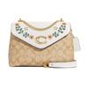 New COACH Tammie Canvas With Leather And Precise Pebbled Leather Shoulder Bag Crossbody Bag Large Size Women's Khaki White CA016-IMOTV