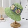 Летняя солнцезащитная шляпа-ведро, плетеная соломенная шляпа с цветочным узором, женская шляпа-ведро от солнца