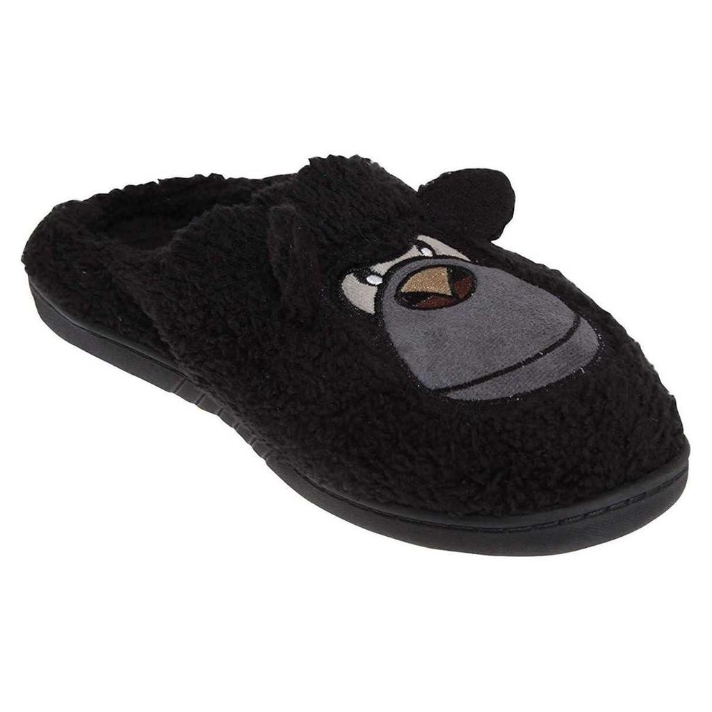 Keanu Childrens/Kids Gorilla Faux Fur Embroidered Mules